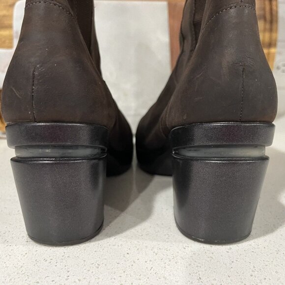 Cole Haan Air Sara Brown Nubuck Leather Boots Mid Wedge Platform D29267 - Picture 7 of 9